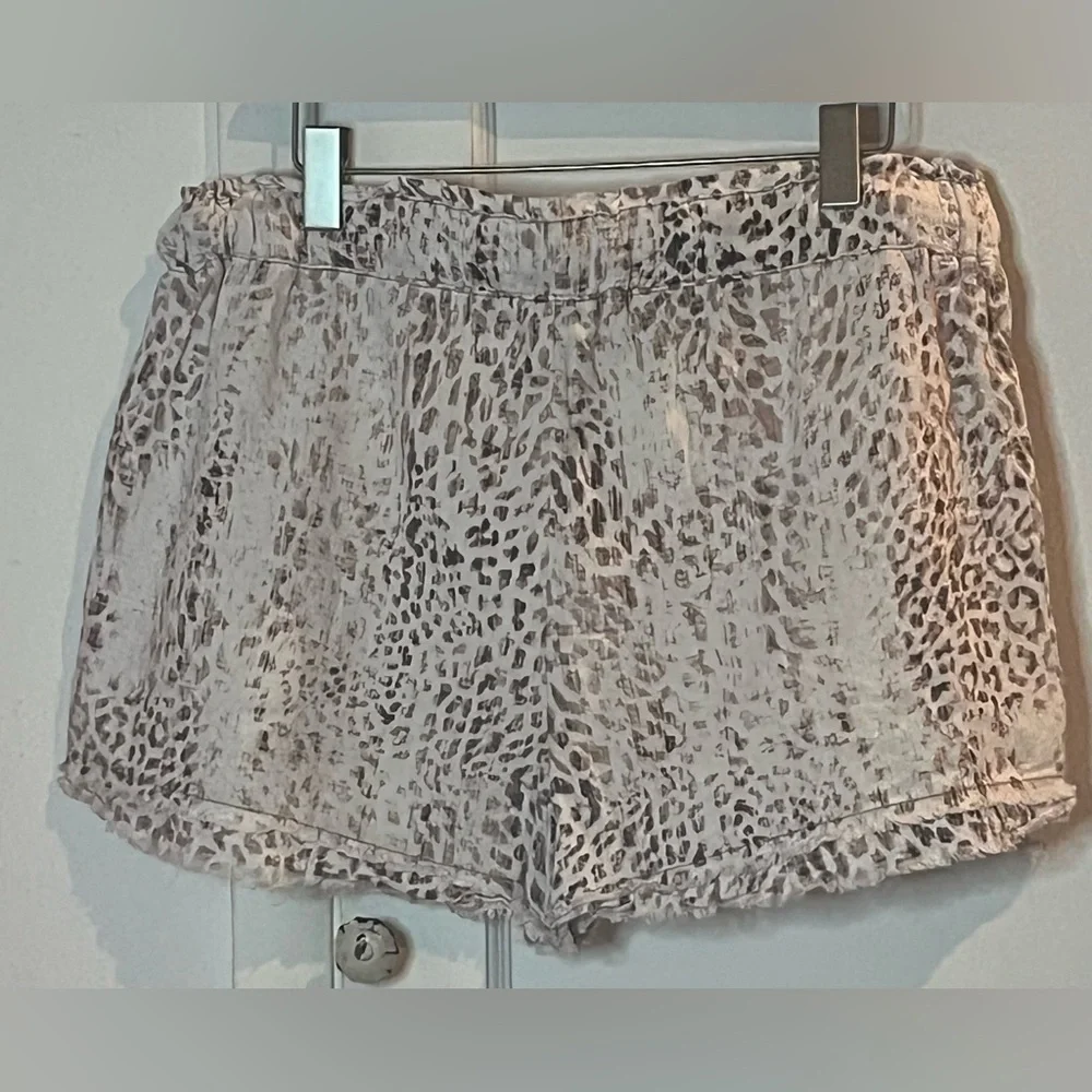 Rewash leopard print linen blend shorts